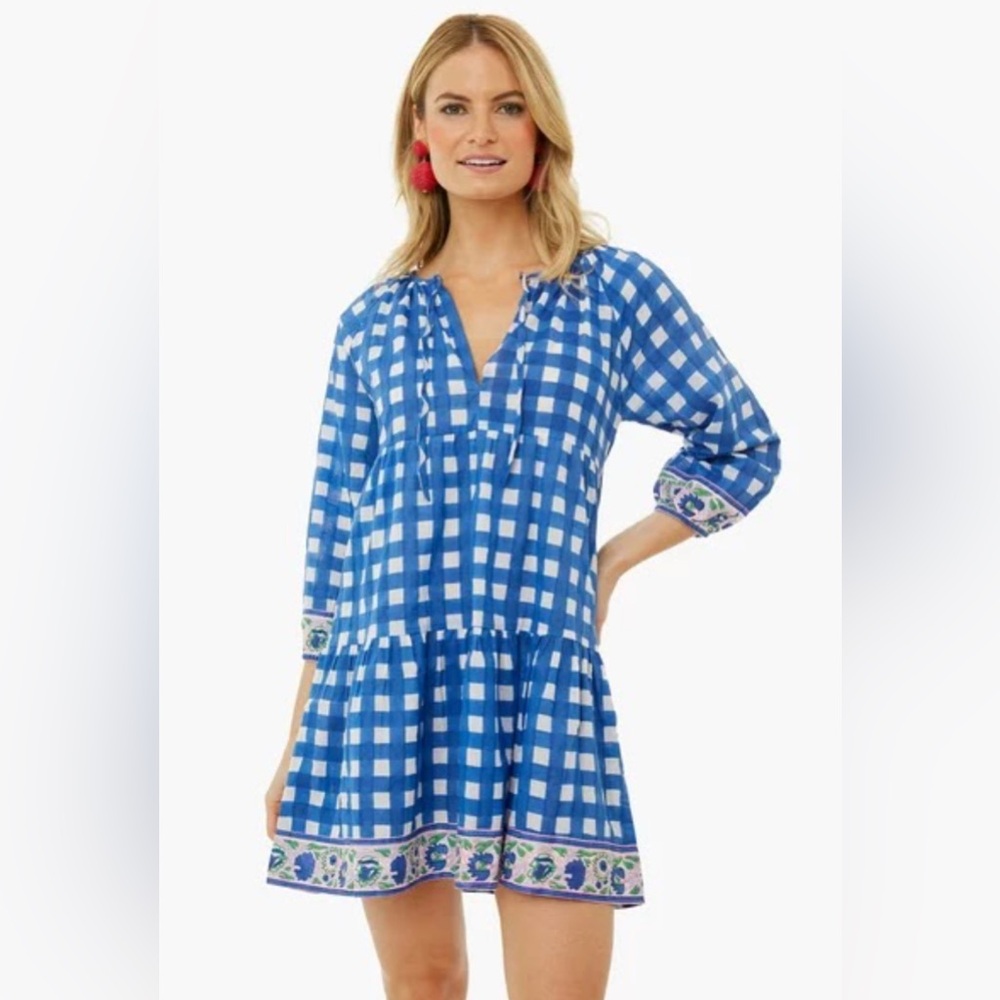 Tuckernuck SZ Blockprints Priya Dress in London Blue Gingham Women’s Size S